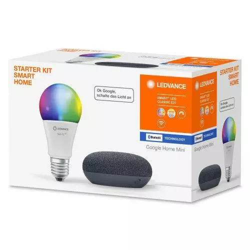 Google Home Mini schwarz & smarte bunte LED Bluetooth EEK:F (Spektrum A-G)