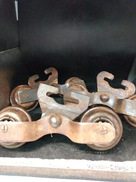 Antique Vintage Starline Star Cannonball Barn Door Roller Hangers x 3 #MFC