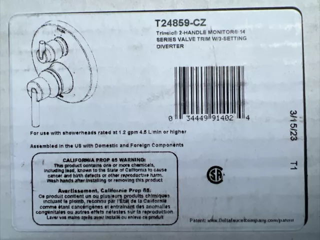 Delta T24859 Trinsic 14 Series Pressure Balanced Valve Trim Champagne Bronze