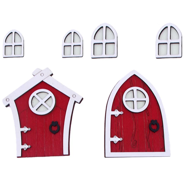 Vintage Decor Tree Hanging Fairy Door Decor Luminous Elf Gate Furniture