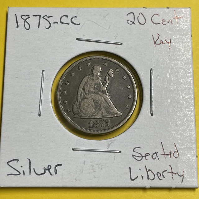 1875-CC Twenty Cent Piece Seated Liberty Silver Rare Low Mintage