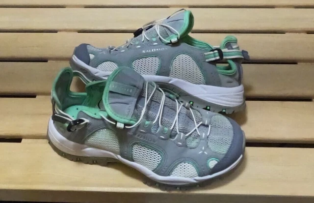 Women’s Salomon Techamphibian 3 Gray Teal Sz 7 Hiking Water Sandal Shoes Outdoor