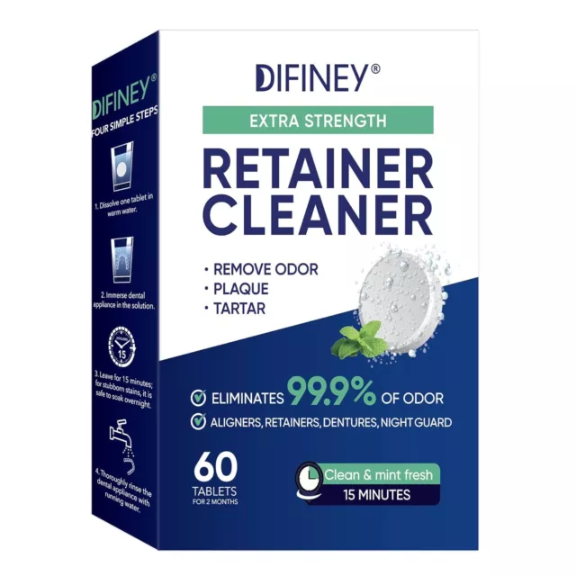 Difiney Retainer Cleaner Tablets, For Invisalign, Retainer, Mouth Guard, Aligner