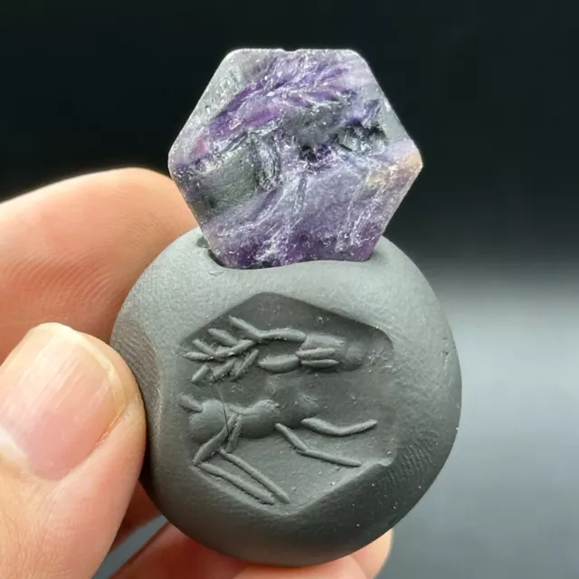 Beautiful Ancient Roman Authentic Amethyst Stone Stunning Deer Intaglio Bead