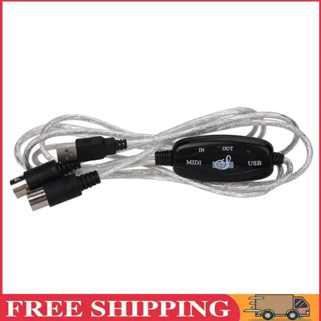 USB In-Out MIDI Interface Cable Converter PC to Music Keyboard Adapter Cord