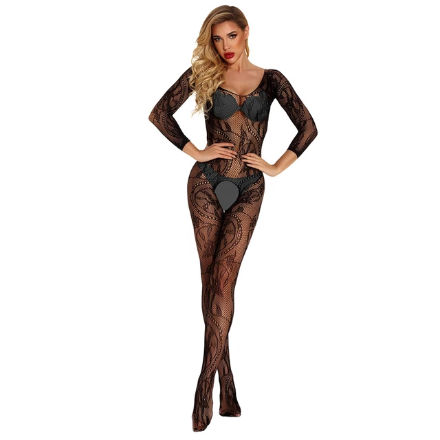 Damen transparente Pyjamas Unterwäsche Mesh Bodystockings Perspektive Sexy