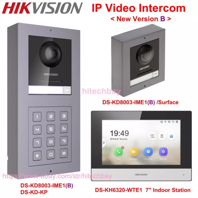 Hikvision IP Video Intercom DS-KD8003-IME1(B) Doorbell, Keypad, 7" Monitor  PoE