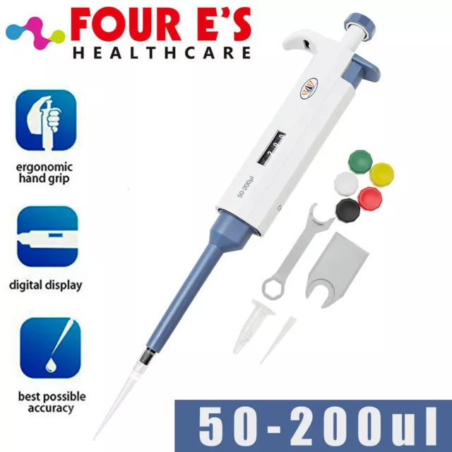 50-200ul Single Channel Pipette Lab Adjustable Mechanical Micro Volume Transfer