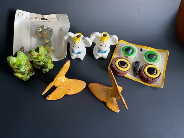 Vintage Macrame  Bead Supplies Crafting Owl Eyes Butterflies Frogs Bear Mice 10