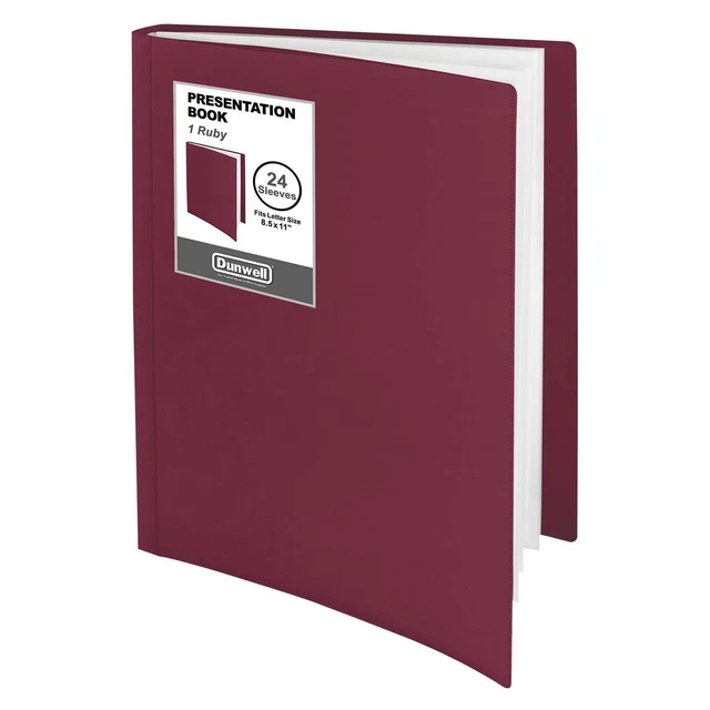Binder with Plastic Sleeves 24-Pocket - Presentation Book 8.5x11 (Ruby)