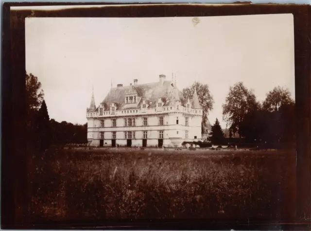 France, Azay-le-Rideau, Vue du château, Vintage print, circa 1895 Tirage vintage