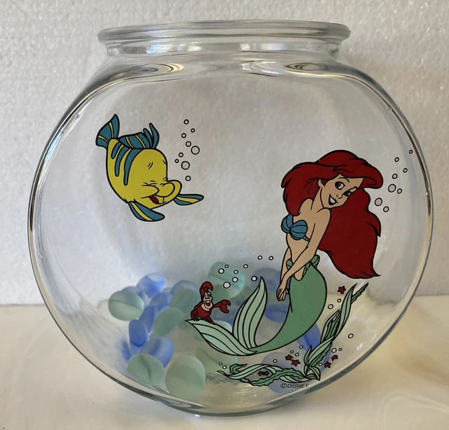 DISNEY'S LITTLE MERMAID FISHBOWL Ariel Flounder Sebastian GLASS