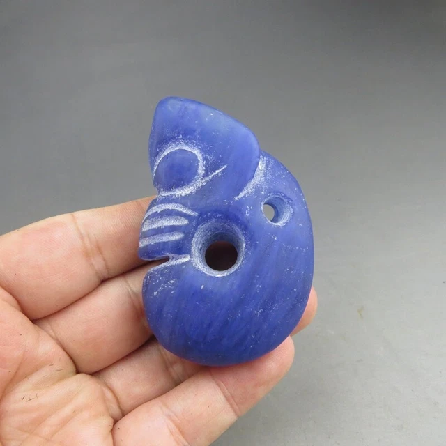 Chinese ,jade,Hongshan culture,Natural blue crystal,pig dragon, pendant Q296