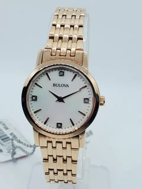 OROLOGIO DA DONNA Bulova 97P106 Diamante Galleria Tono Oro Rosa 28