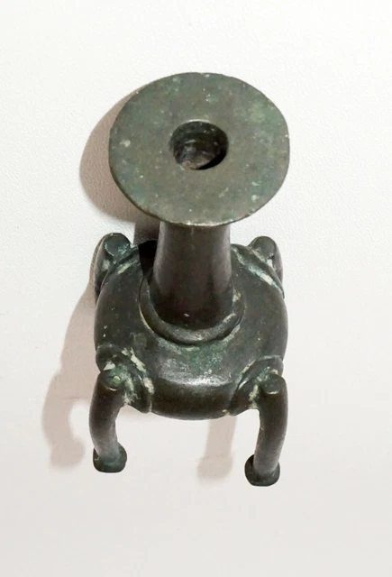 19C Chinese/Burmese/Tibetan Bronze Ritual Joss-stick Candle Holder (Nap) 5