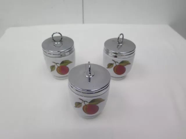 Royal Worcester Egg Coddlers x3 Bundle Large Evesham Peach Job Lot