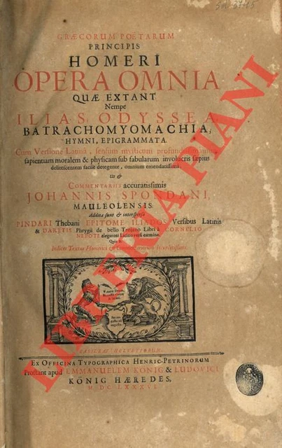 OMERO - SPONDANO Giovanni (Jean de Sponde) -  Graecorum poetarum principis Home