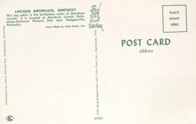 Carte postale Lincoln Birthplace Log Cabin Hodgenville Kentucky 9284 2