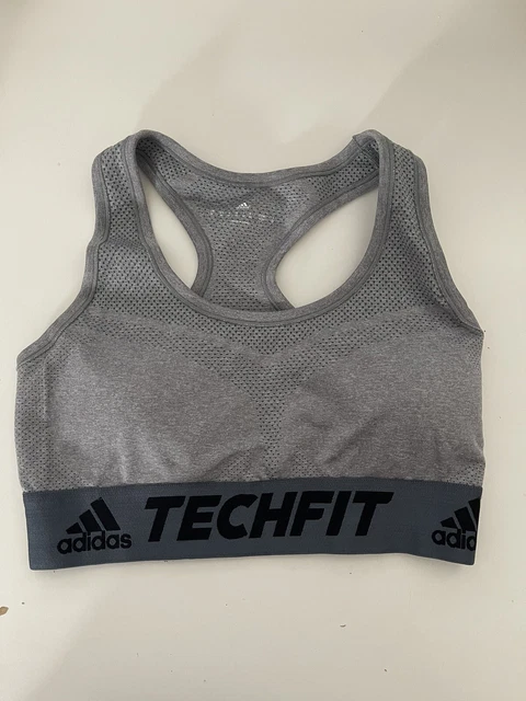 Adidas Techfit Sports Bra Women's M Gray Black Racerback