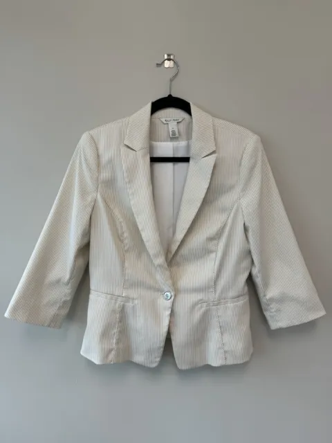 WHITE HOUSE BLACK MARKET Women's US Size 12 Cropped Pinstripe Jacket Blazer