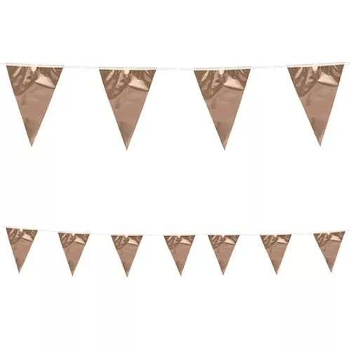 Metallic Rose Gold 10m Triangle Flag Bunting - Party Decoration Birthday Banner