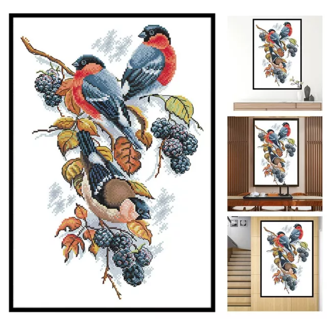 Red Bellies Magpies Cross Stitch Kit Create Beautiful Wall Decor at Home