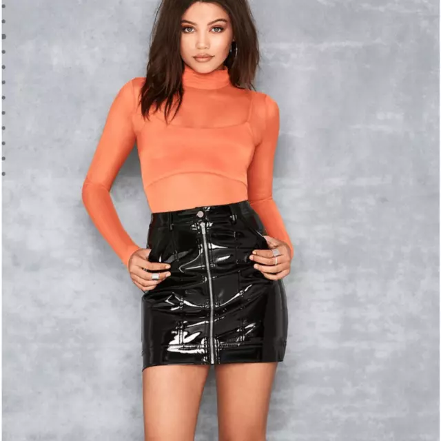 MISTRESS ROCKS VINYL Touch Black Patent Vegan Leather Mini Skirt Size Small  $32.00 - PicClick