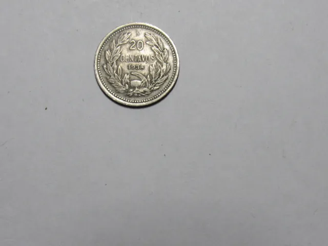 Old Chile Coin - 1938 20 Centavos - Circulated