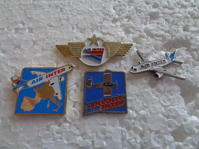 Job lot of 4 Air Inter airline related metal lapel pins