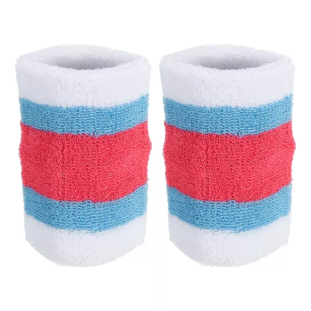 2Pcs 8x10cm Sport Wristbands Cotton Athletic Sweatband White Blue Red