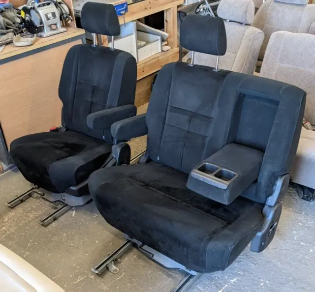BLACK SUEDE SWIVEL Double & Captain Seat. ISOFIX VW T4 T5 Transit