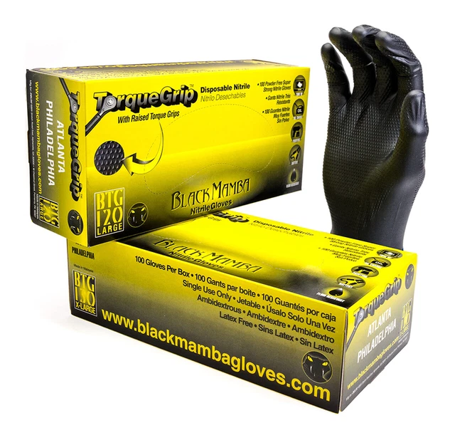 Black Mamba Torque Grip 2 Ply Fusion Str Sup Grip 10 Boxes Of 100Gloves Sz Large