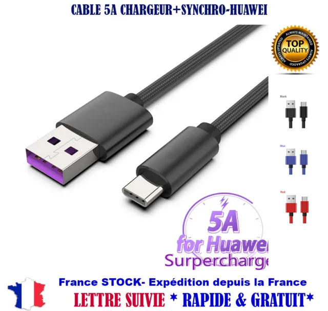 CABLE CHARGEUR USB Type c Résistant Huawei P9/Mate9/mate20/P10/P20/Pro/P30/Lite  EUR 6,49 - PicClick FR