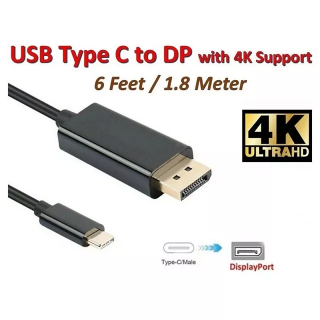 Type-C USB3.1 USB C to DP Cable usbc to Displayport  Adapter 1.8m PracticalCable 3