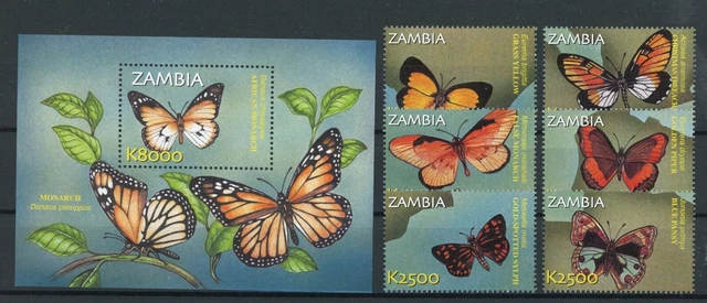 Sambia 1424-1429, Block 105 postfrisch Schmetterling #JT947