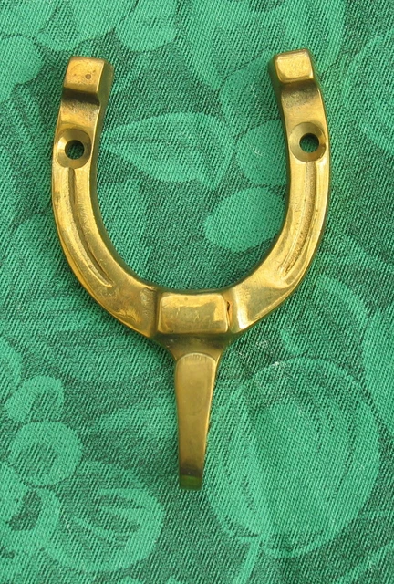 Vintage Brass Horseshoe Coat Hat Towel Wall Hook Equestrian