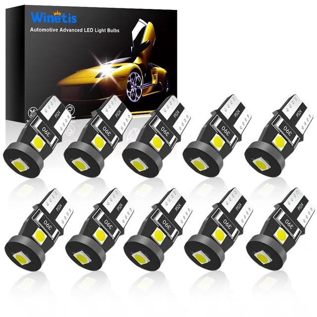 10x 194 168 T10 Xenon White 5smd LED Interior Map Dome Marker License Light Bulb