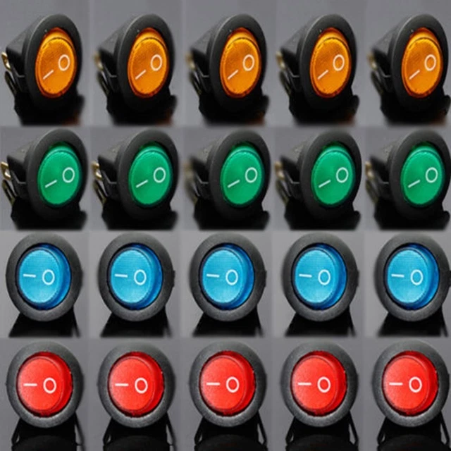 Interruttore Rocker Plastica Auto Barca Cruscotto LED Pallini Luce Spst A Set