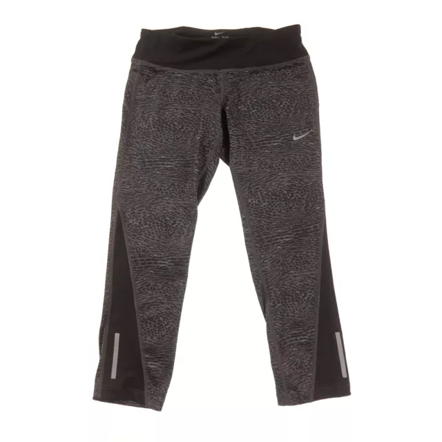 Nike Dri-Fit Capri Leggings Womens Small Gray Cheetah Print Drawstring