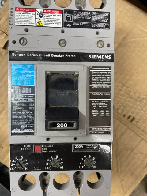 Siemens FD63F250 200 amp circuit breaker