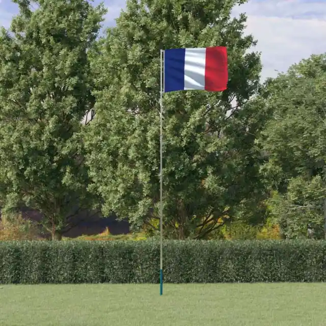 Drapeau de la France et mât 5,55 m Aluminium