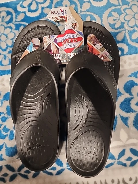 NUUSOL CASCADE Flip Flops "Made in America" Eclipse Black  Mens 12