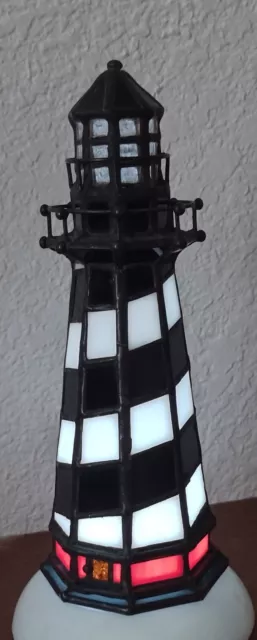 Vintage Tiffany Style Lighthouse Stained Glass Cape Hatteras Lamp Night Light