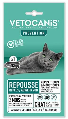 VETOCANIS Collier Anti-puces et Anti-tiques pour Chat Système Anti-étrangleme...