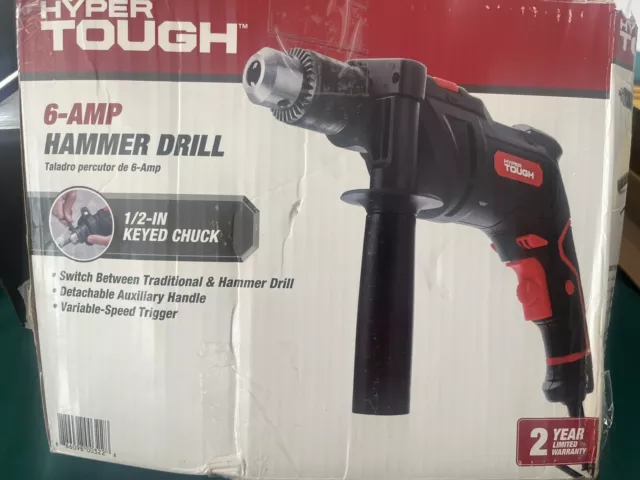 Hyper Tough 6-Amp 1/2-Inch Corded Hammer Drill Keyed Chuck TD6HD