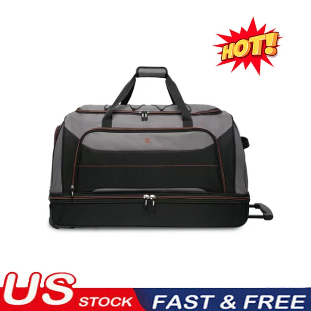 30 In Rolling Drop-Bottom Duffel Bag for Travel Wheeled Luggage Suitcase Carry