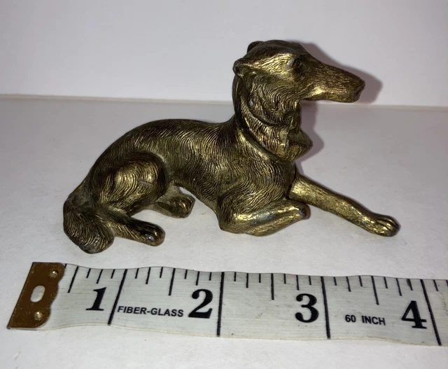 VINTAGE Brass GREYHOUND DOG laying figurine MADE IN JAPAN / GREAT DETAIL Afghan