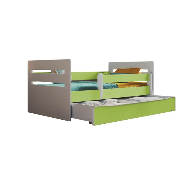 Kinderbett Riley inkl. Rollrost + Bettschublade MDF Holz grün 80*140/160/180 cm