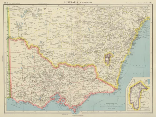 SOUTH-EAST AUSTRALIA. Victoria NSW Federal Capital Territory Jervis Bay 1947 map