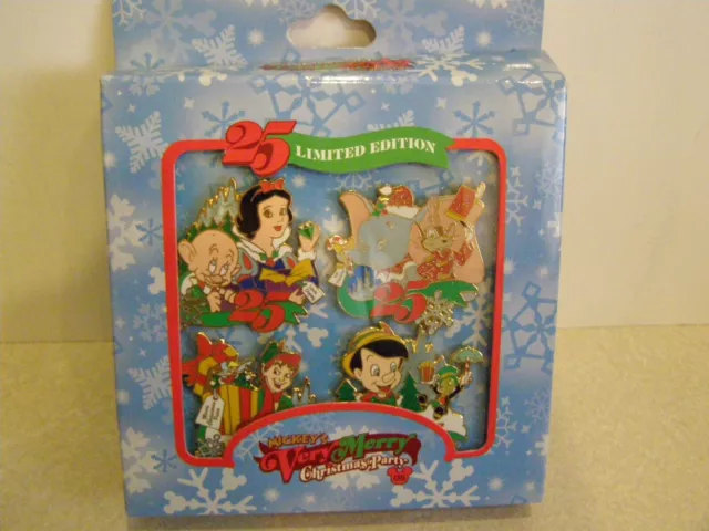 WDW "Mickey's Very Merry Christmas Party" 4 Pin Set 2008 LE1500 MIB